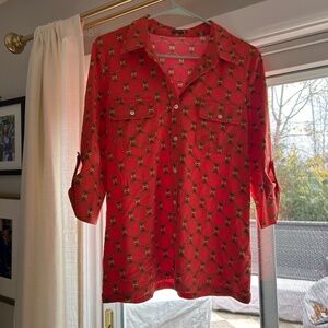 J McLaughlin beautiful vibrant orange red shirt